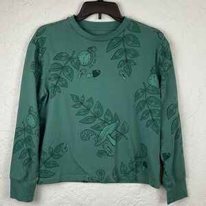 Disney Green Alice in Wonderland Long Sleeve Top Sz XS Oversized